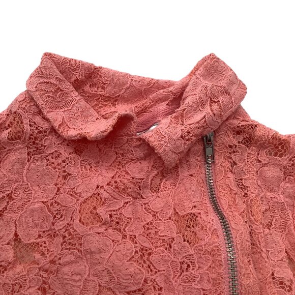 Beauttees Pink Lace Kids Jacket With Asymmetrical Zipper Closure Size 6X - Picture 8 of 8
